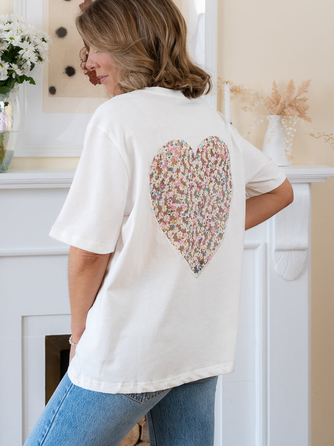 White Heart back Tshirt