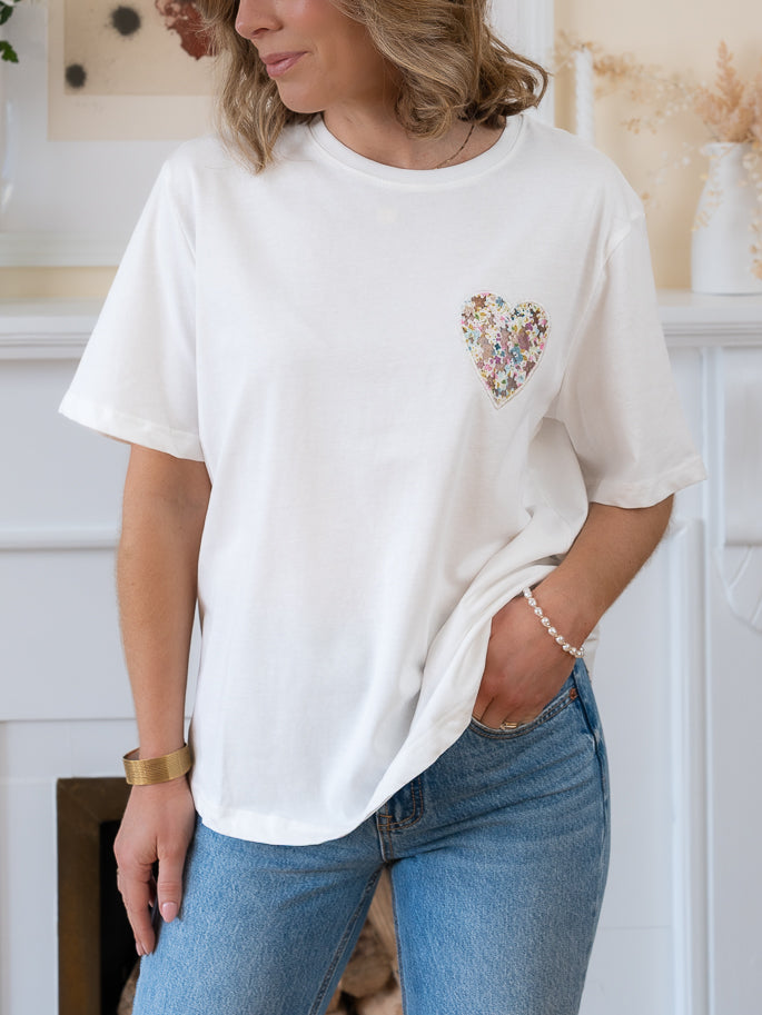 White Heart back Tshirt