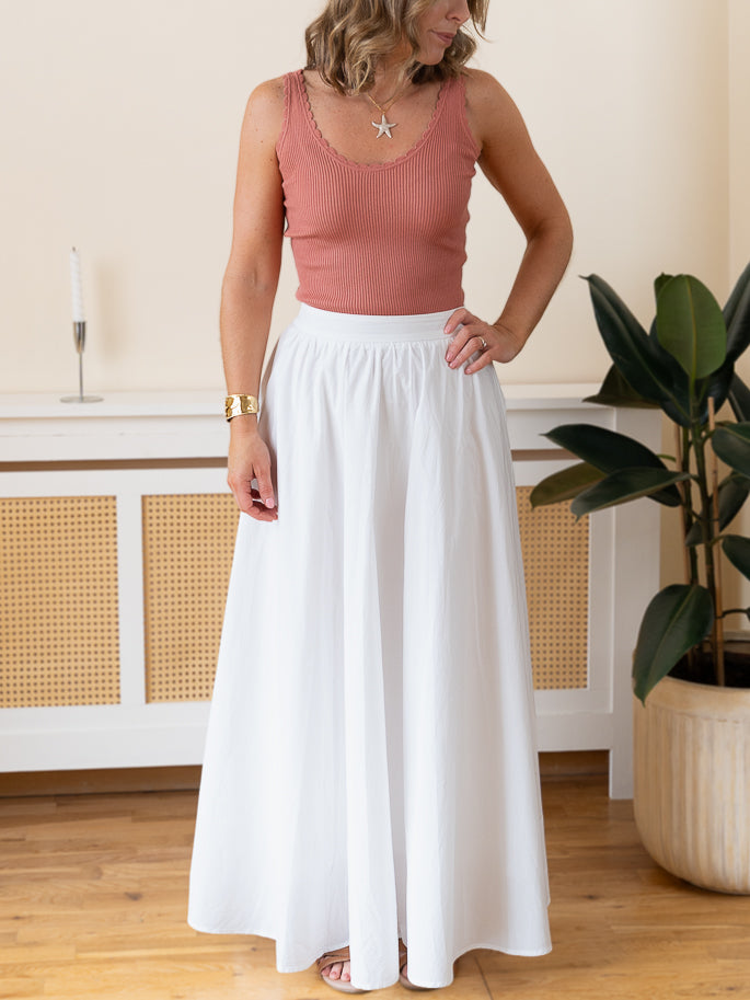 White Poplin Maxi Skirt