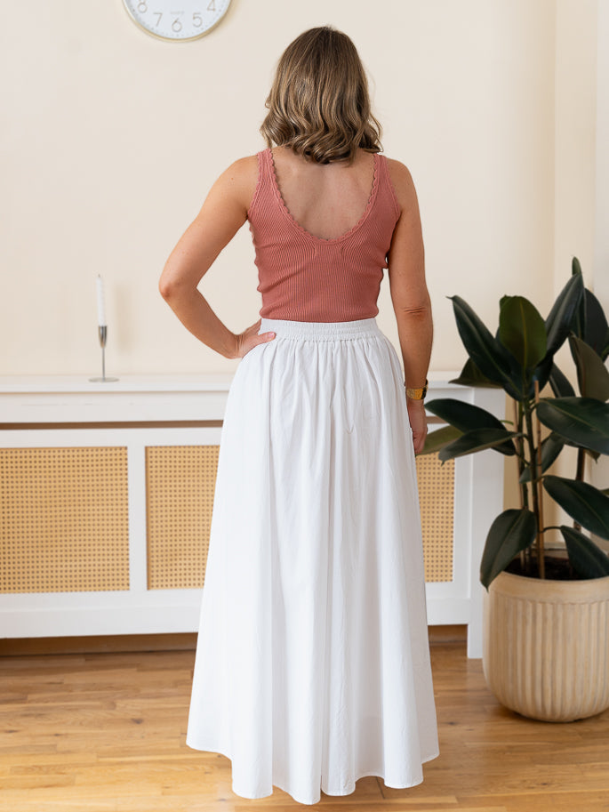 White Poplin Maxi Skirt