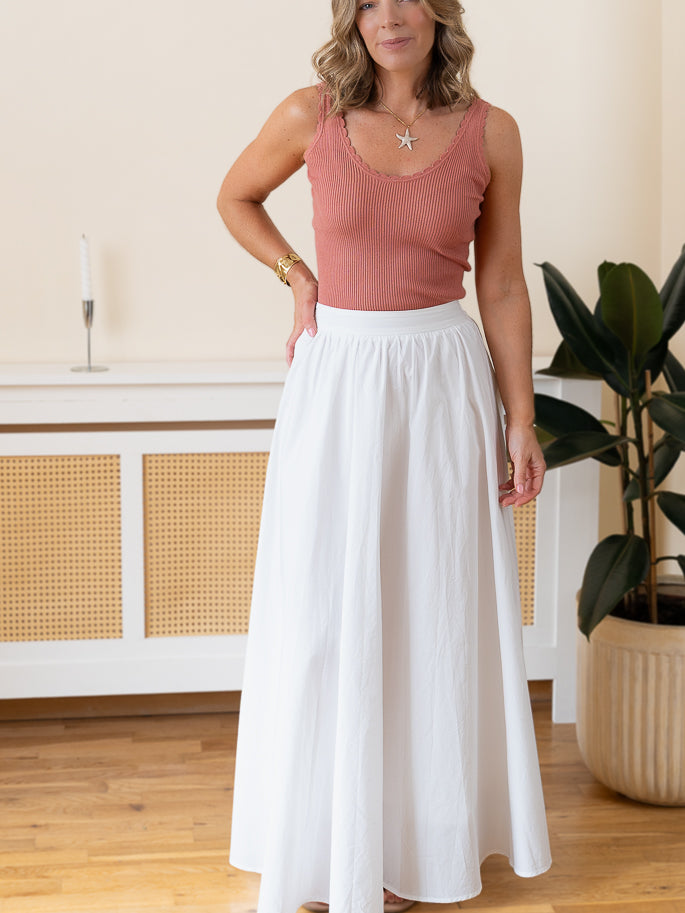 White Poplin Maxi Skirt