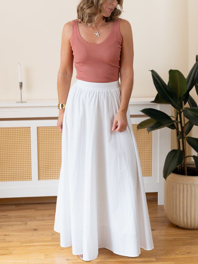 White Poplin Maxi Skirt