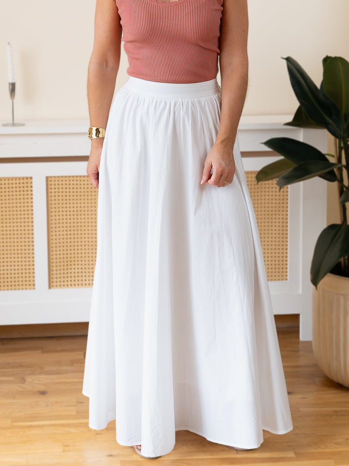 White Poplin Maxi Skirt