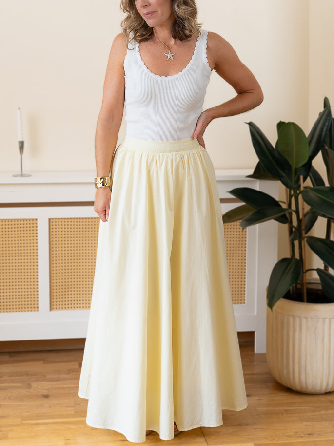 Lemon Poplin Maxi Skirt