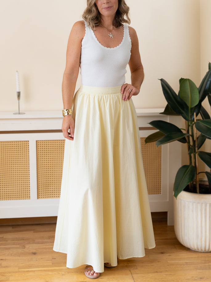 Lemon Poplin Maxi Skirt