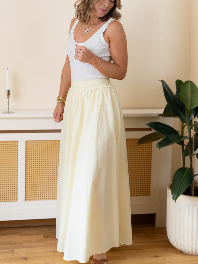 Lemon Poplin Maxi Skirt
