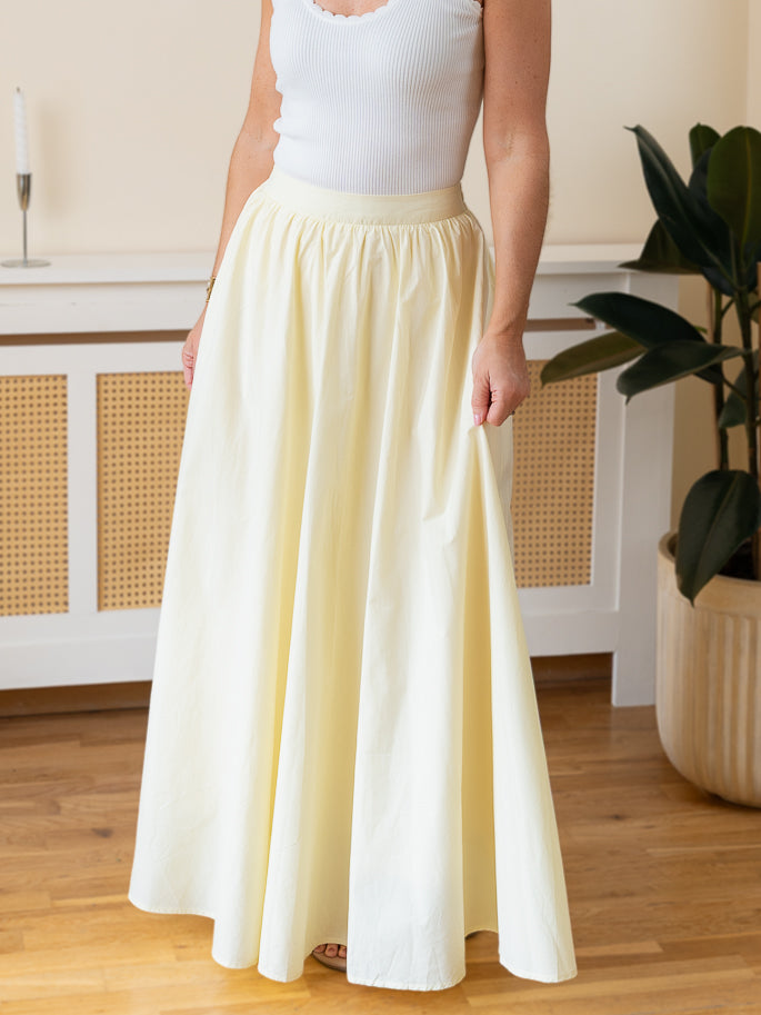 Lemon Poplin Maxi Skirt