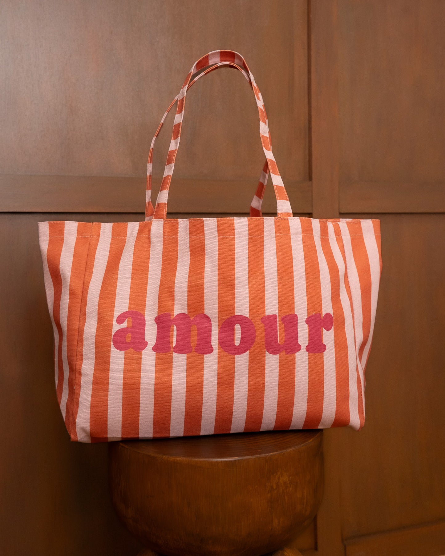 Amour Tote – Coral Stripes