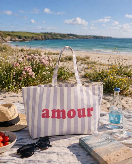 Amour Tote – Lilac Stripes