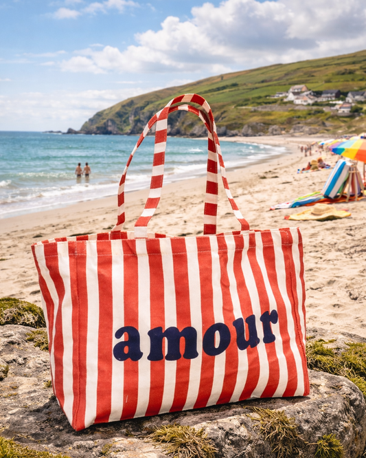 Amour Tote – Red Stripes