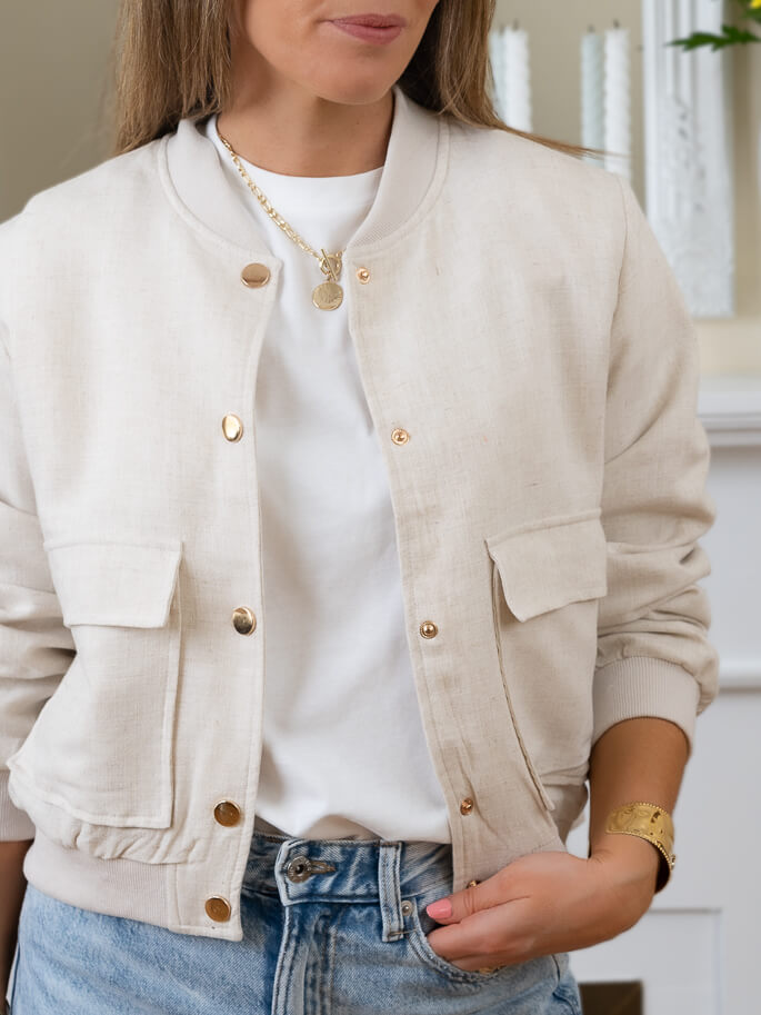 Beige Ellis Bomber Jacket