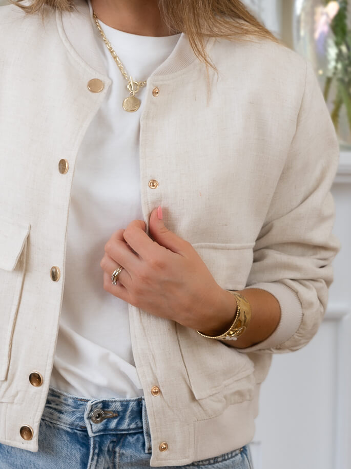 Beige Ellis Bomber Jacket