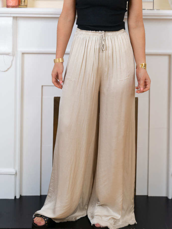 Beige Silky Trousers