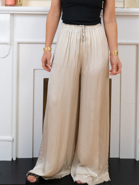 Beige Silky Trousers