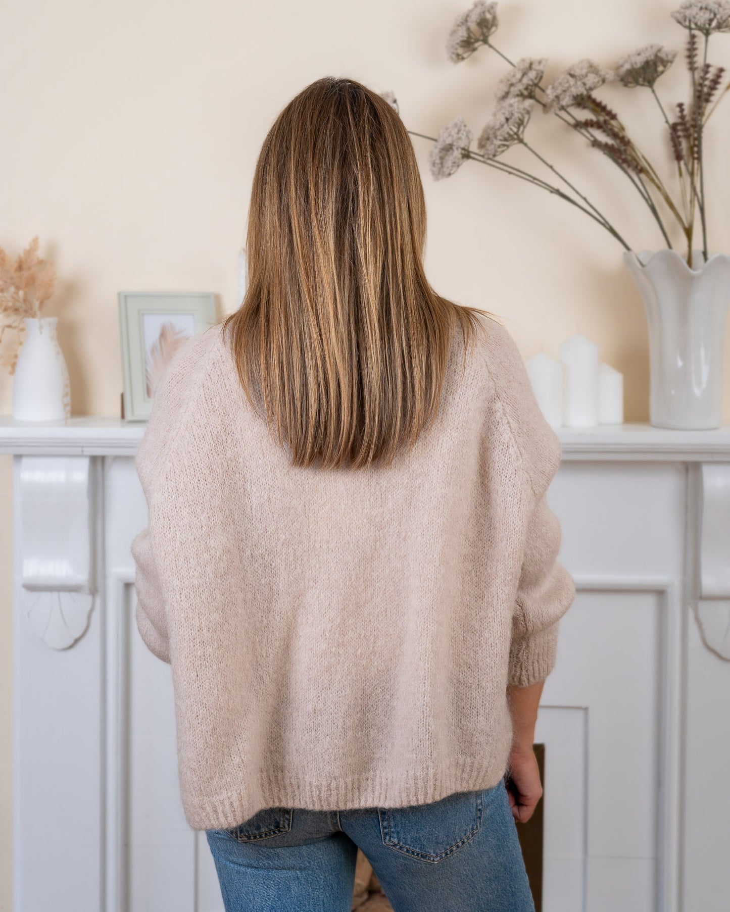 Beige Aura Mohair Cardigan