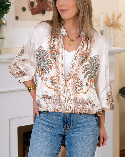 Beige Dixie Satin Jacket