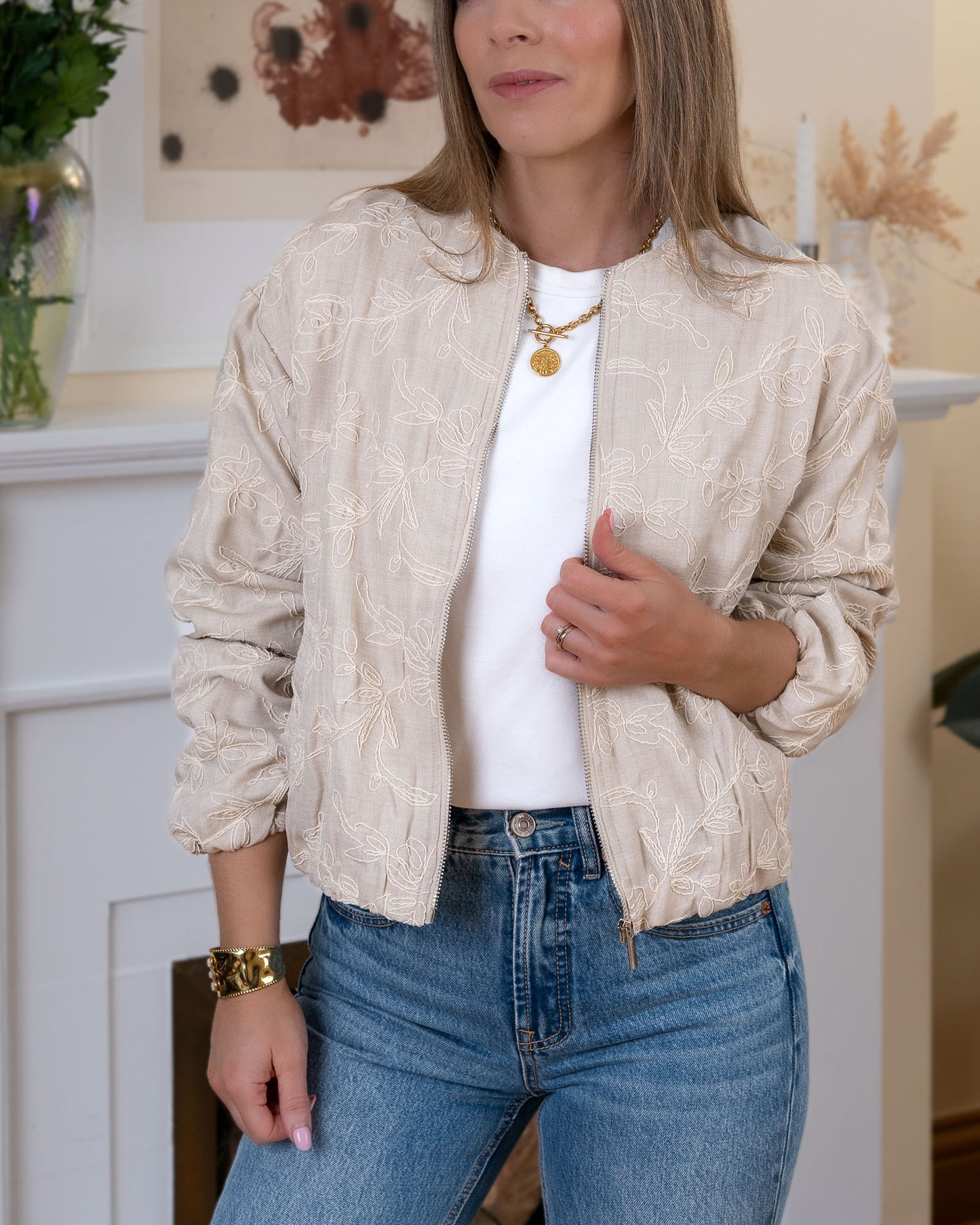 Beige Milan Bomber Jacket