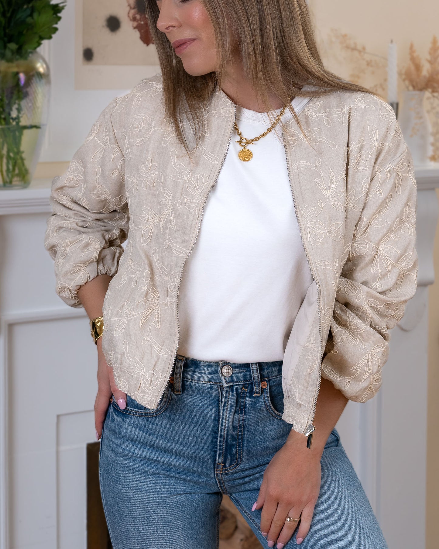 Beige Milan Bomber Jacket