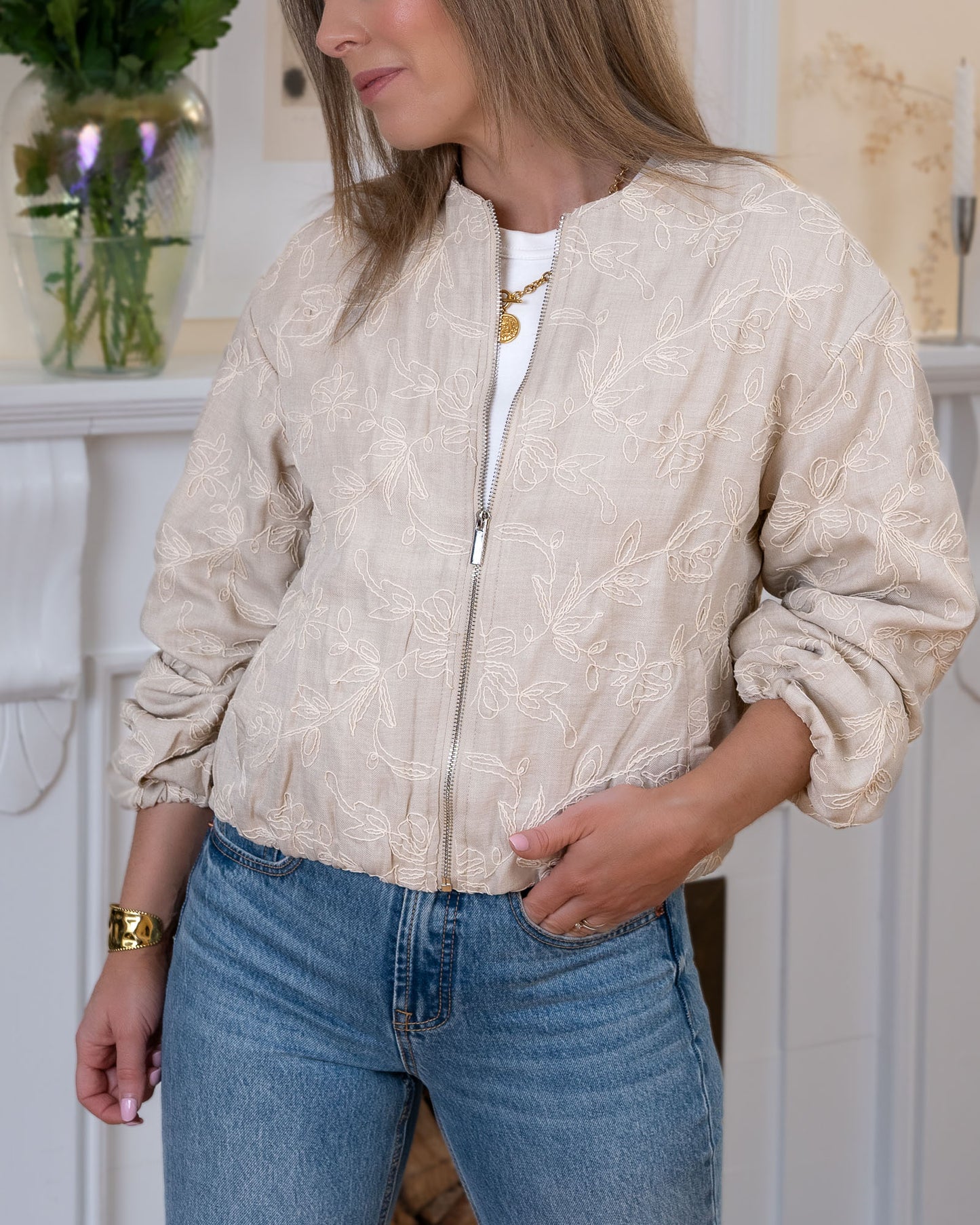 Beige Milan Bomber Jacket