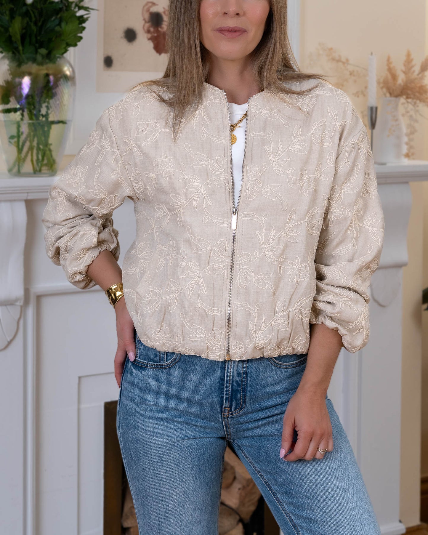 Beige Milan Bomber Jacket