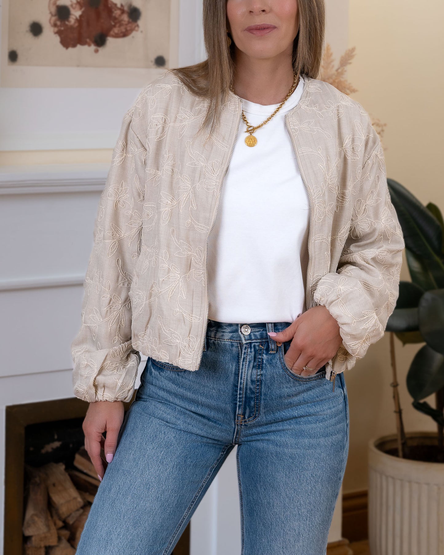 Beige Milan Bomber Jacket