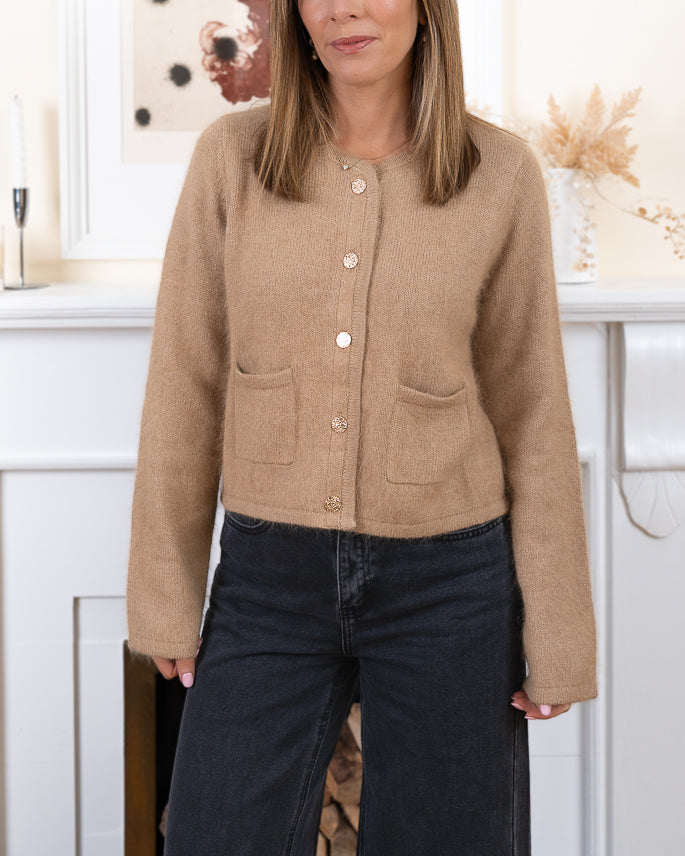 Beige Zoey Angora cardigan