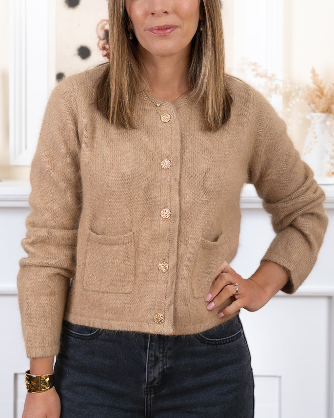 Beige Zoey Angora cardigan