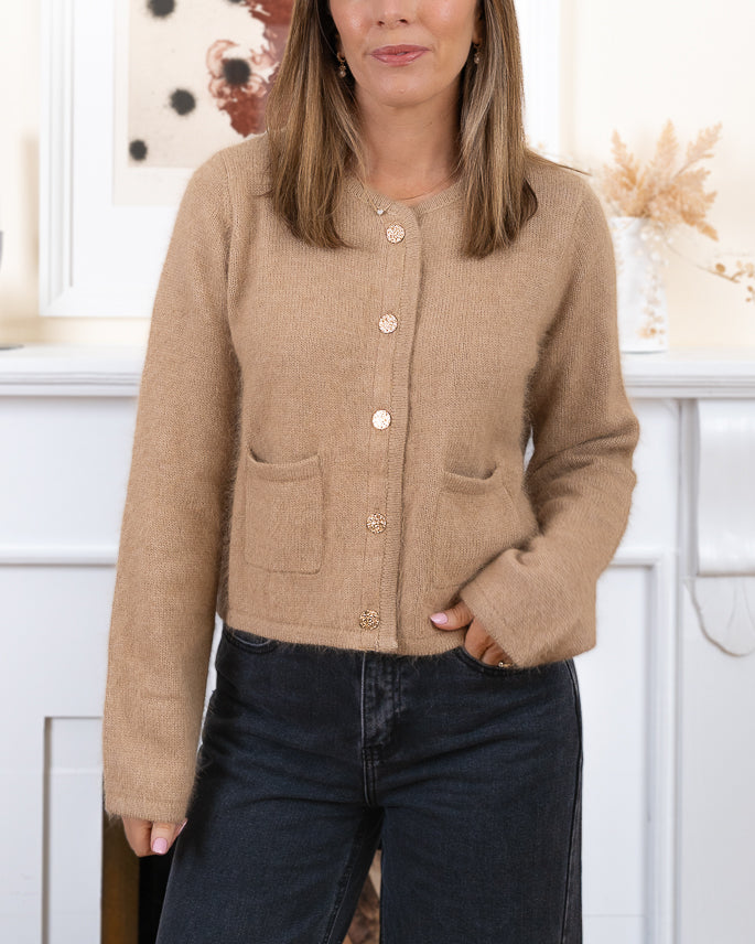Beige Zoey Angora cardigan