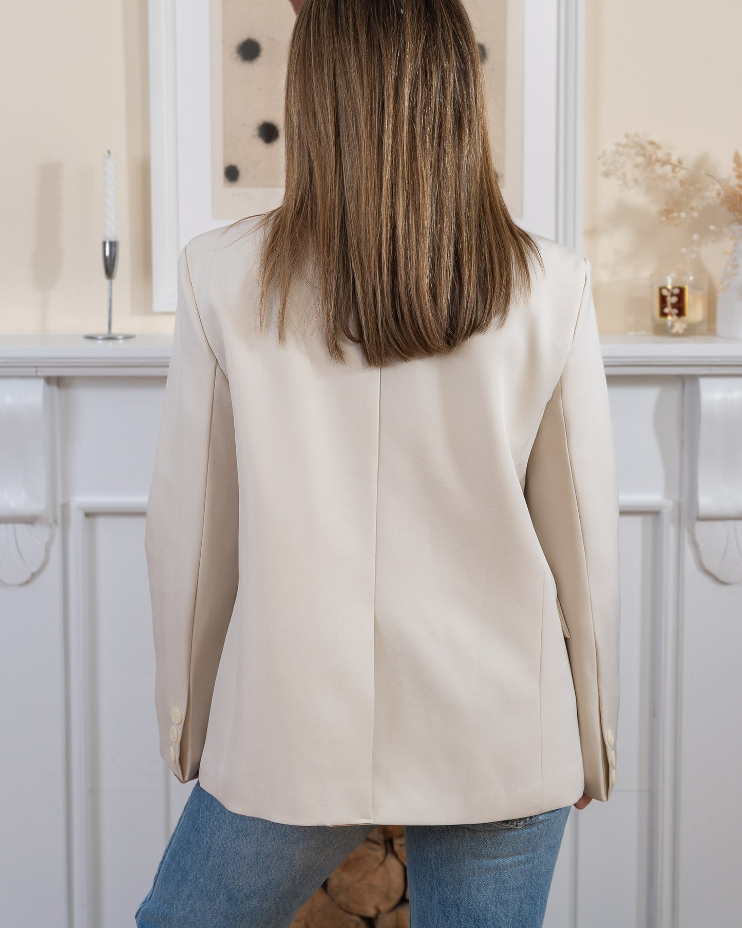 Beige Asymmetric Aura Blazer