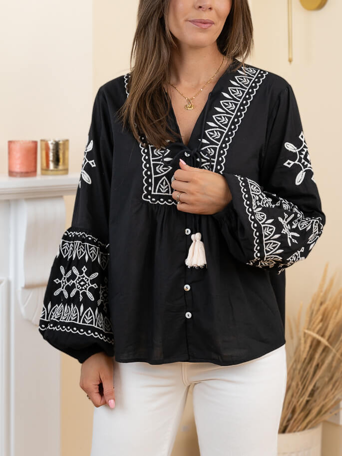 Black Simone Blouse