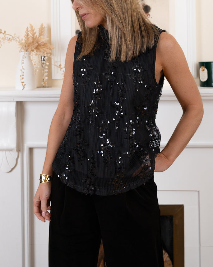 Black Sparkly Lea Top