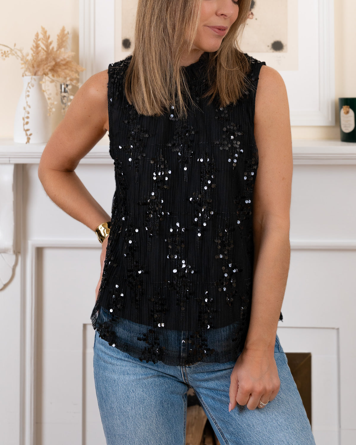 Black Sparkly Lea Top