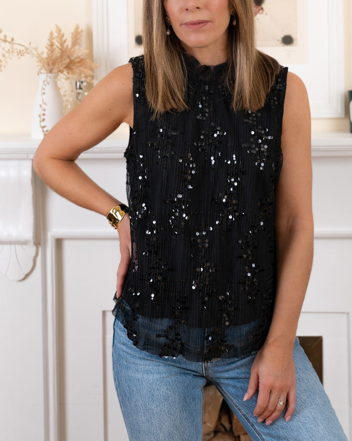 Black Sparkly Lea Top