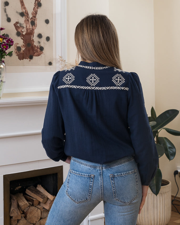 Navy Elise Blouse