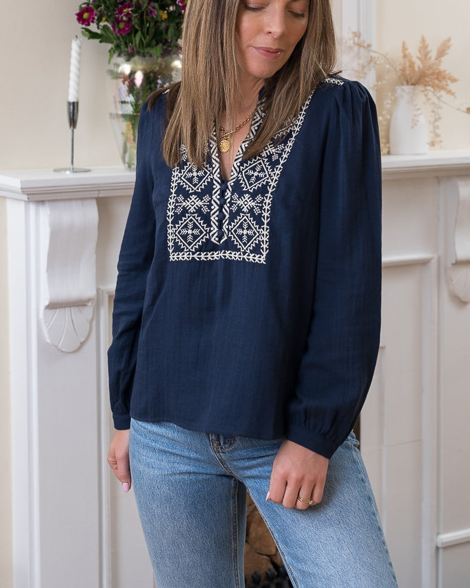 Navy Elise Blouse