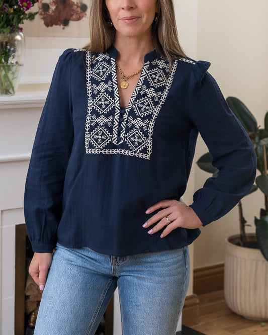 Navy Elise Blouse