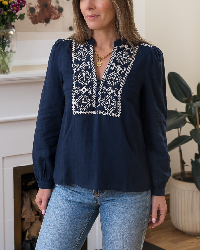 Navy Elise Blouse