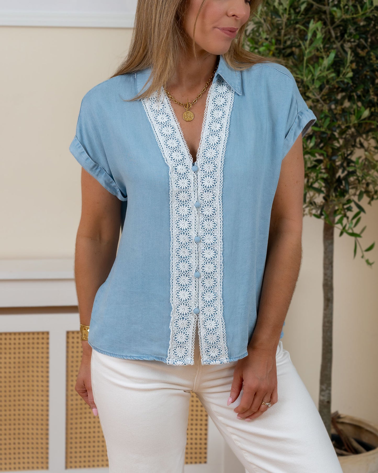 Blue Jacquie Blouse