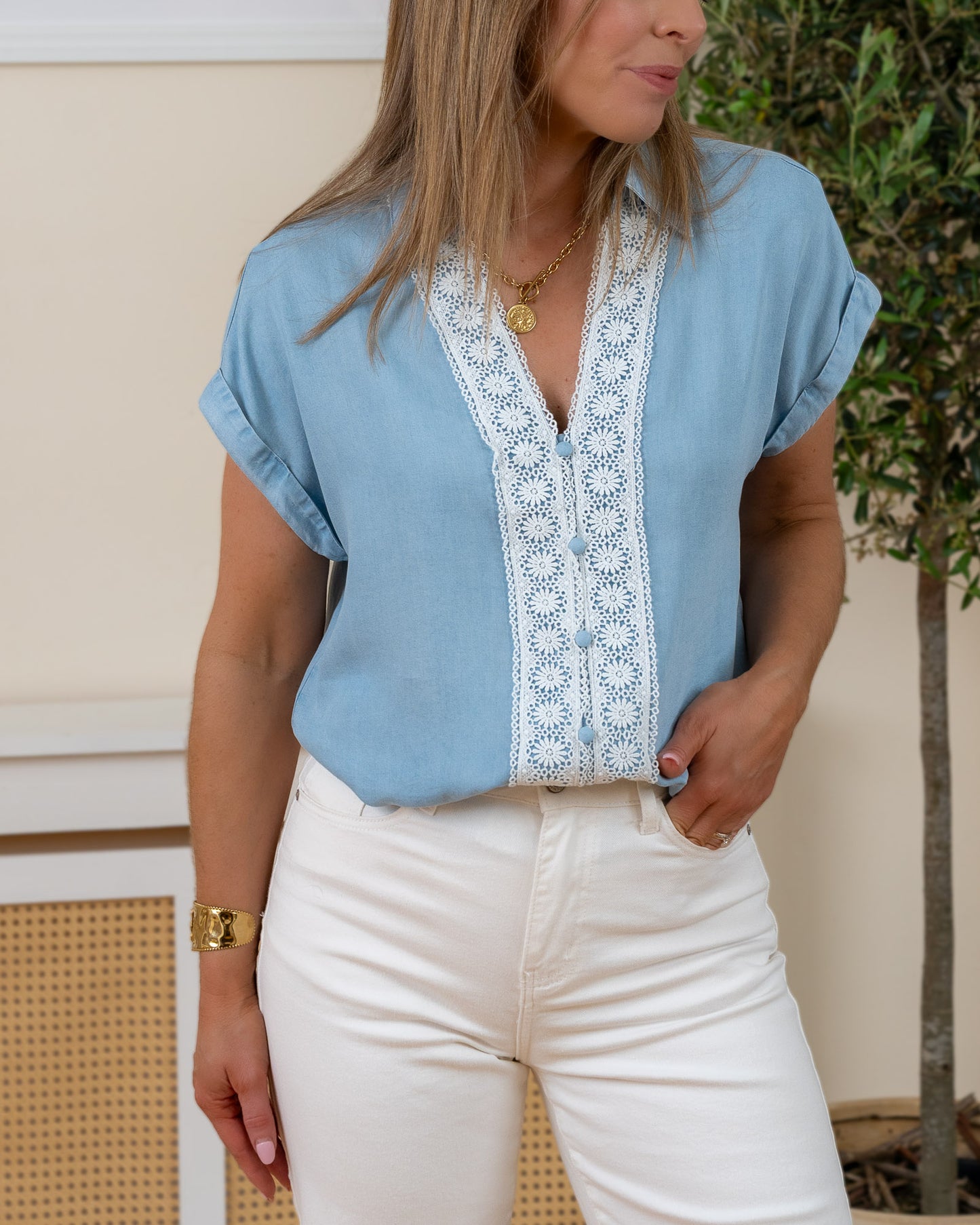 Blue Jacquie Blouse