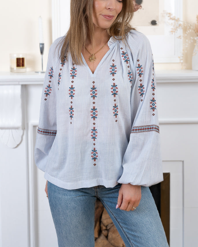 Blue Poppy Blouse