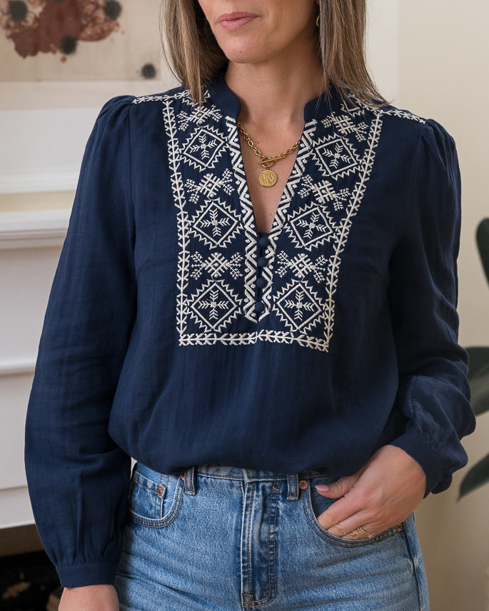 Navy Elise Blouse
