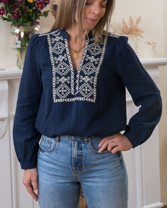 Navy Elise Blouse