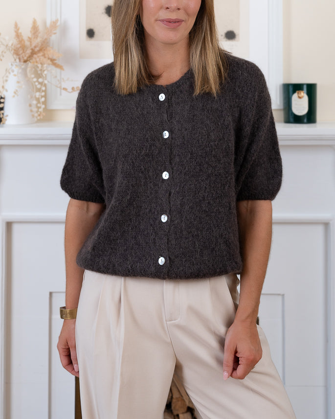 Brown Sabine Alpaca Cardigan