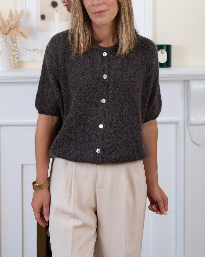 Brown Sabine Alpaca Cardigan