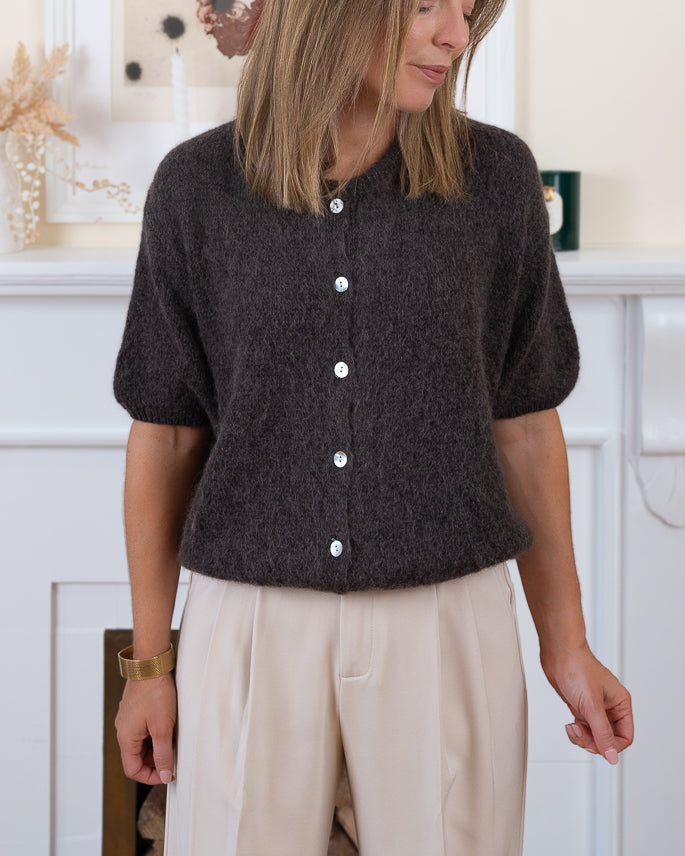 Brown Sabine Alpaca Cardigan