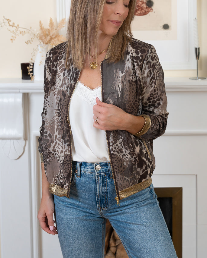 Brown Turin bomber jacket