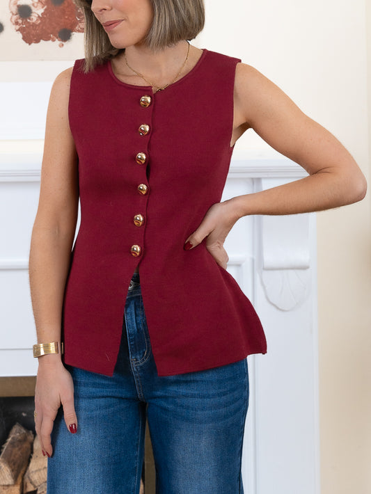 Burgundy Caxie Waistcoat