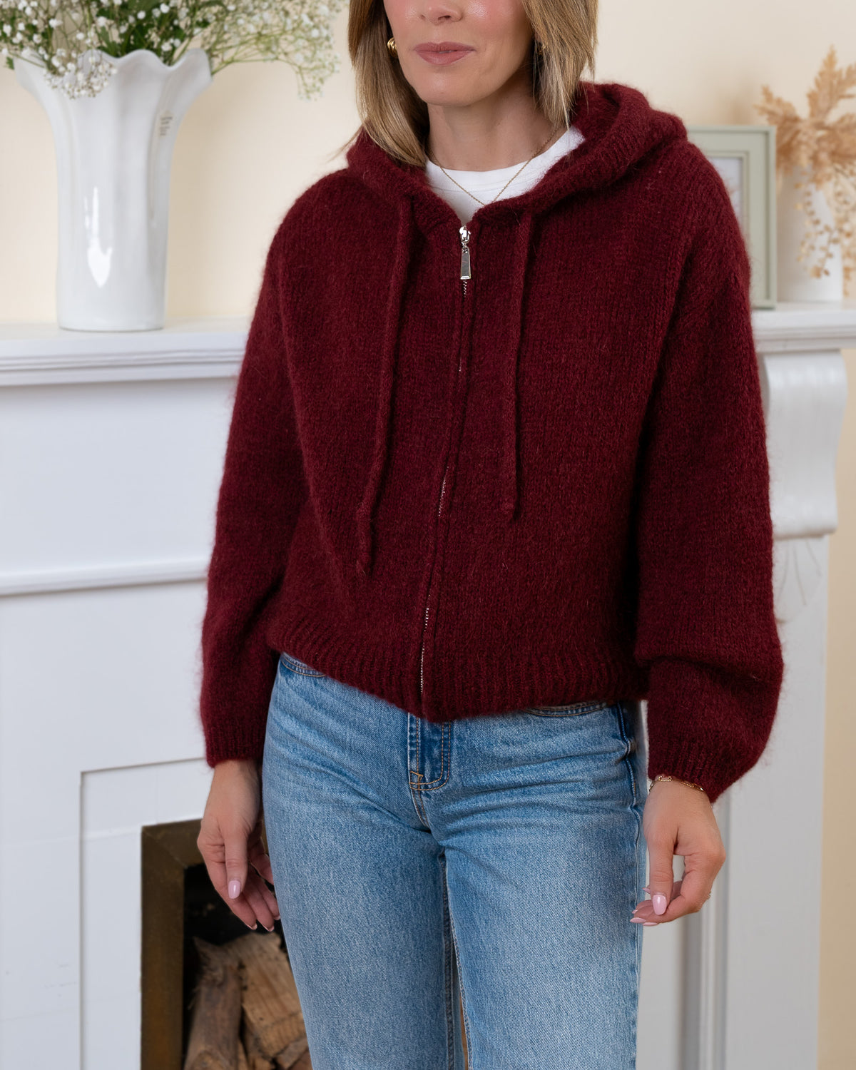 Burgundy Louise Mohair Hoodie