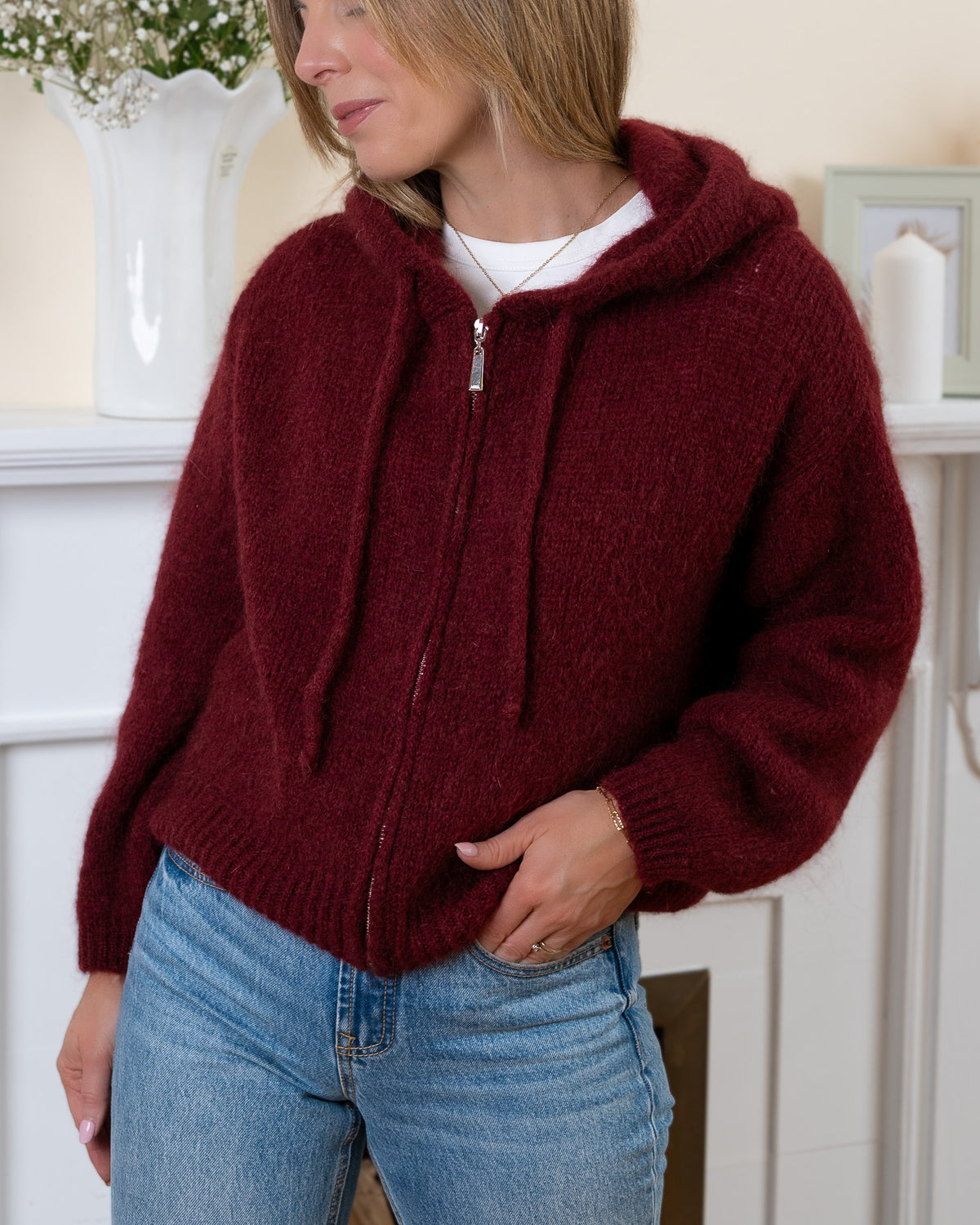 Burgundy Louise Mohair Hoodie