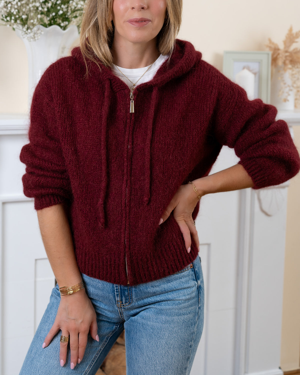Burgundy Louise Mohair Hoodie